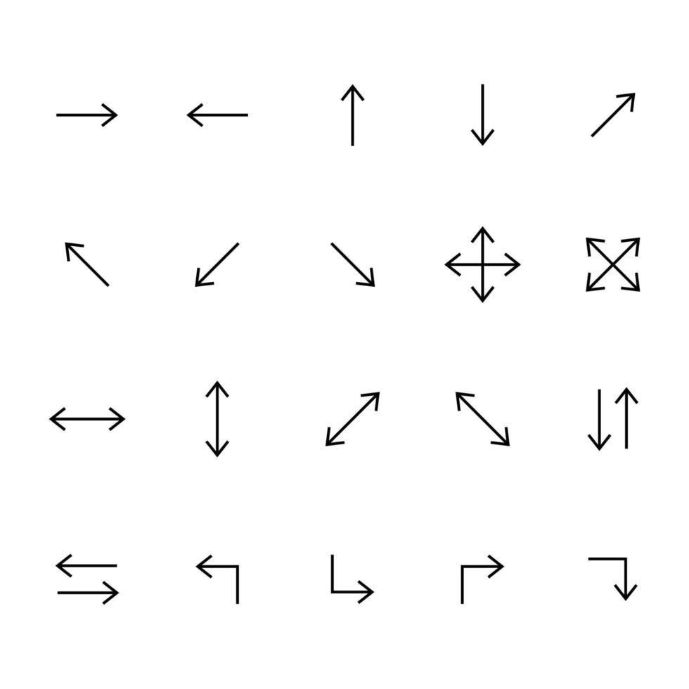 le frecce di arte della linea impostano il disegno dell'illustrazione del modello di vettore dell'icona