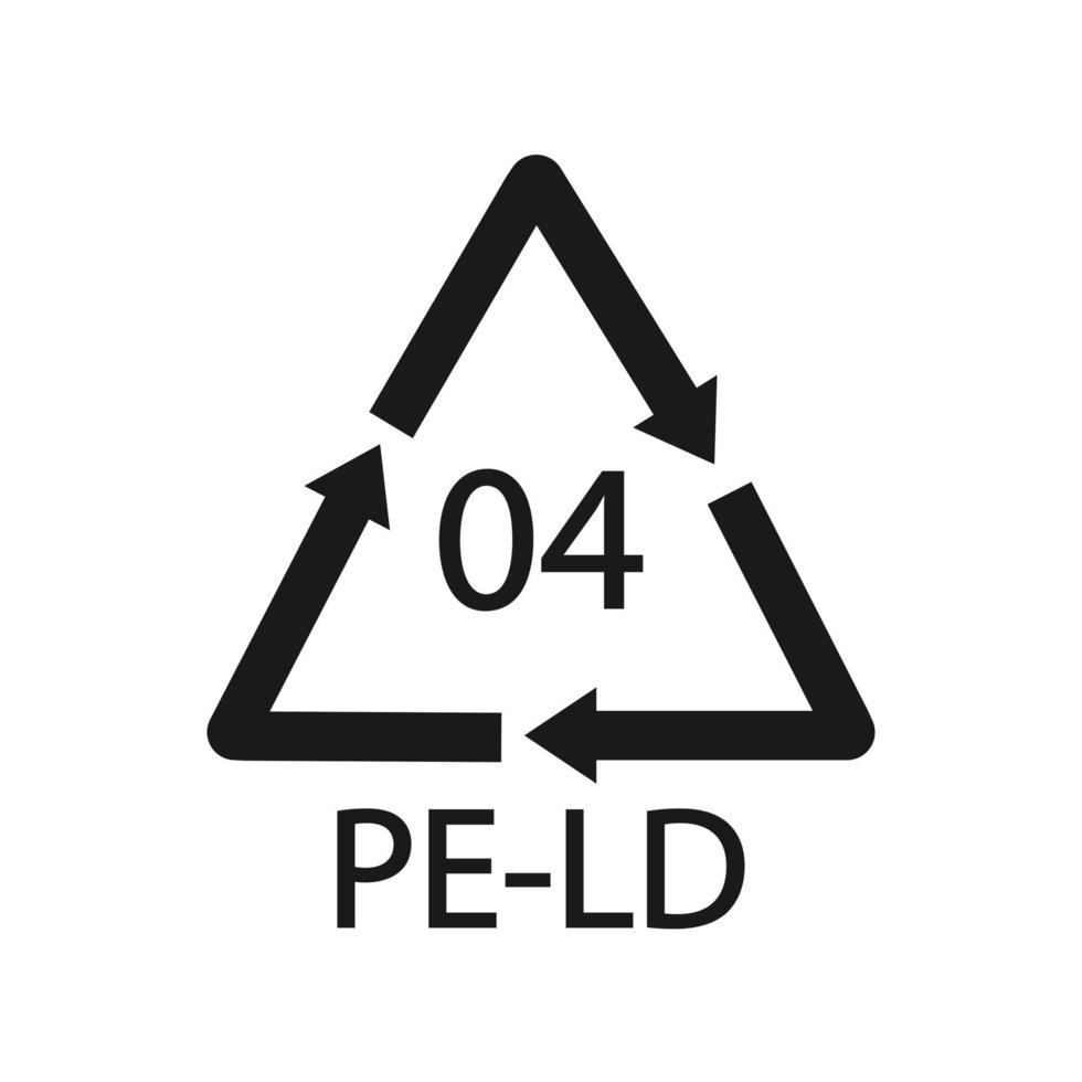 pe-ld 04 simbolo del codice di riciclaggio. segno di polietilene a bassa densità di vettore di riciclaggio di plastica.
