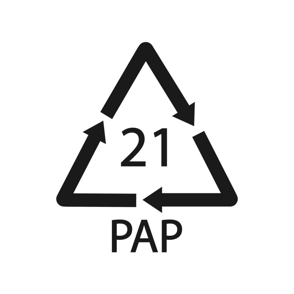 simbolo di riciclaggio della carta pap 21 altra carta mista. illustrazione vettoriale