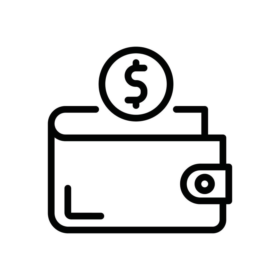 icona della linea dei soldi del portafoglio vettore
