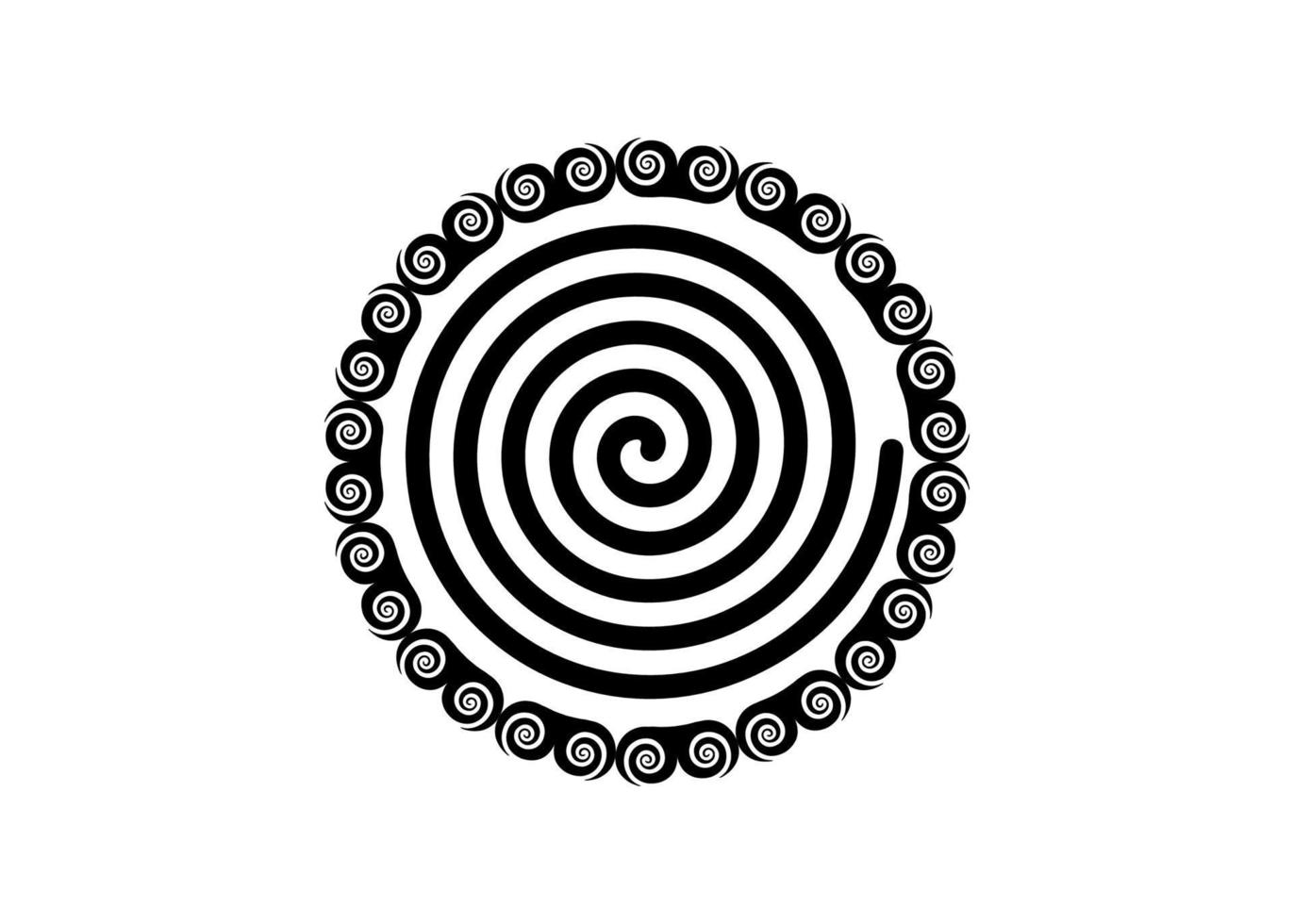 antica cornice a spirale. questo rappresenta i poteri creativi della dea del femminino divino e il cerchio infinito della creazione. simbolo di fertilità wicca. isolato su bianco, illustrazione vettoriale