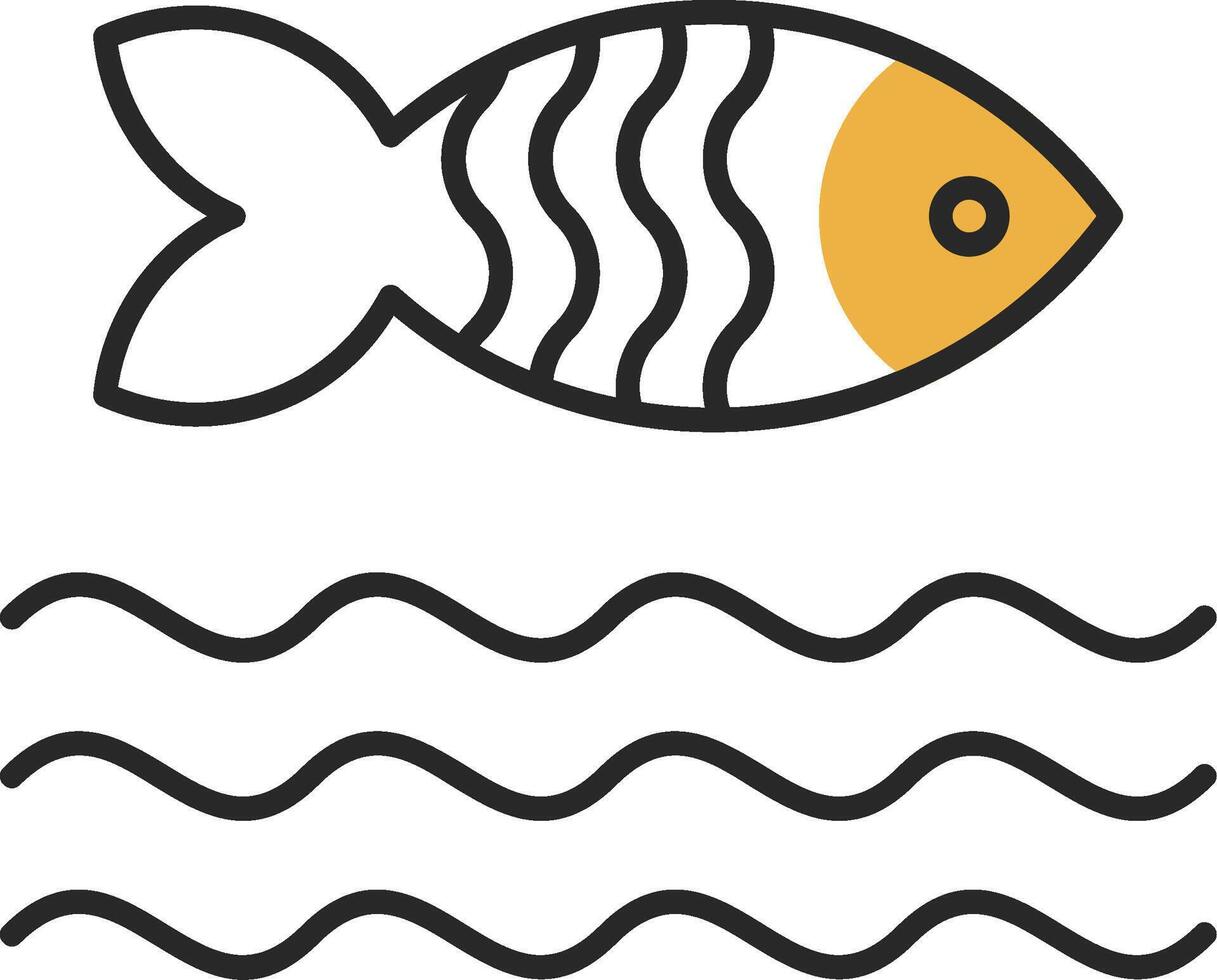 pesce spellato pieno icona vettore