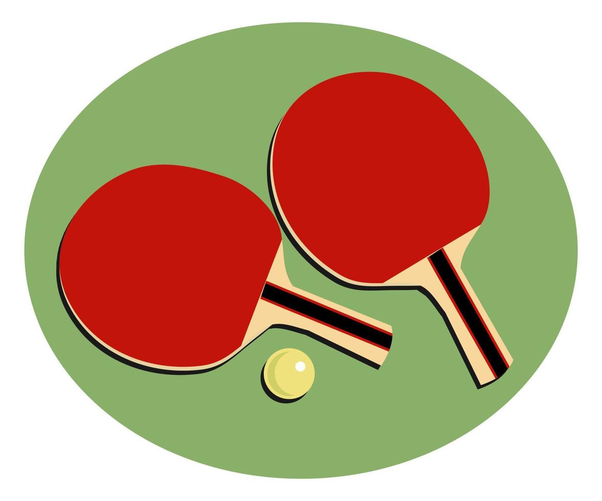 pallina da ping pong e pipistrelli semplice grafica piatta vettore