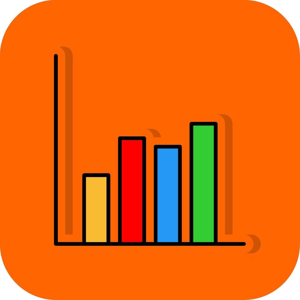 bar grafico pieno arancia sfondo icona vettore