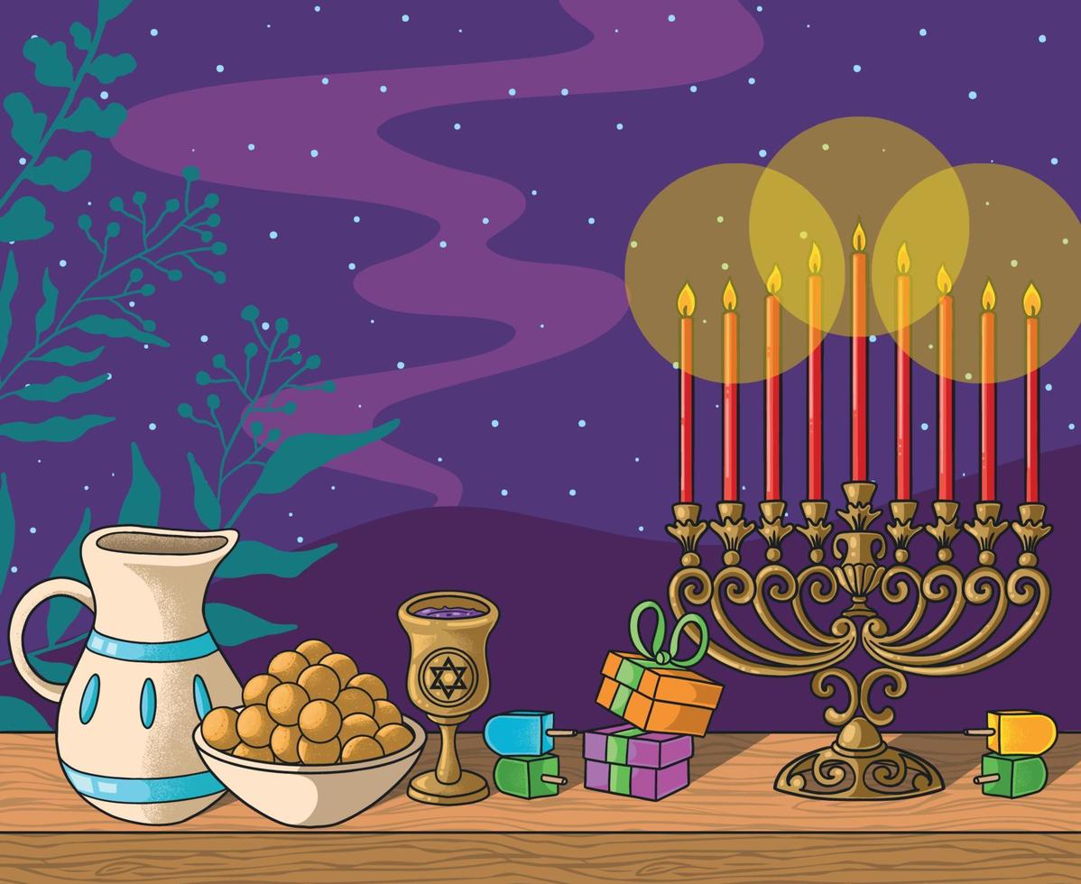 sfondo di celebrazione di hanukkah vettore