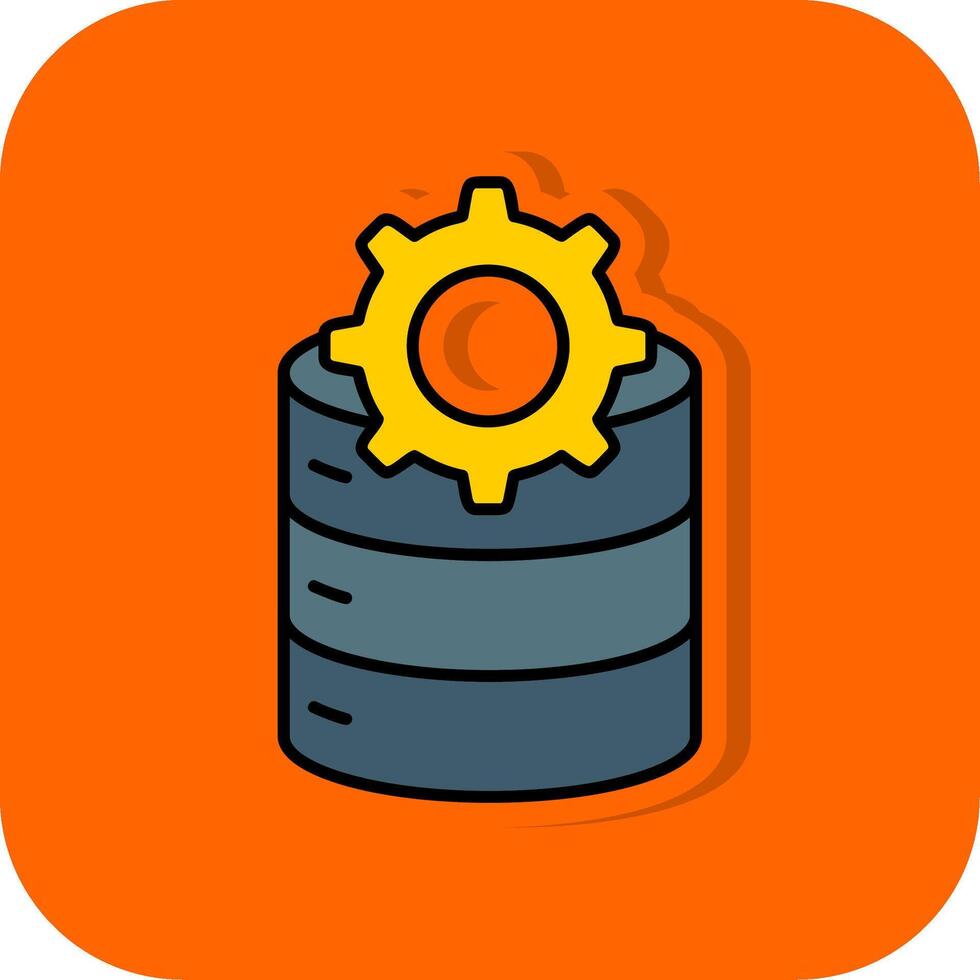 Banca dati gestione pieno arancia sfondo icona vettore