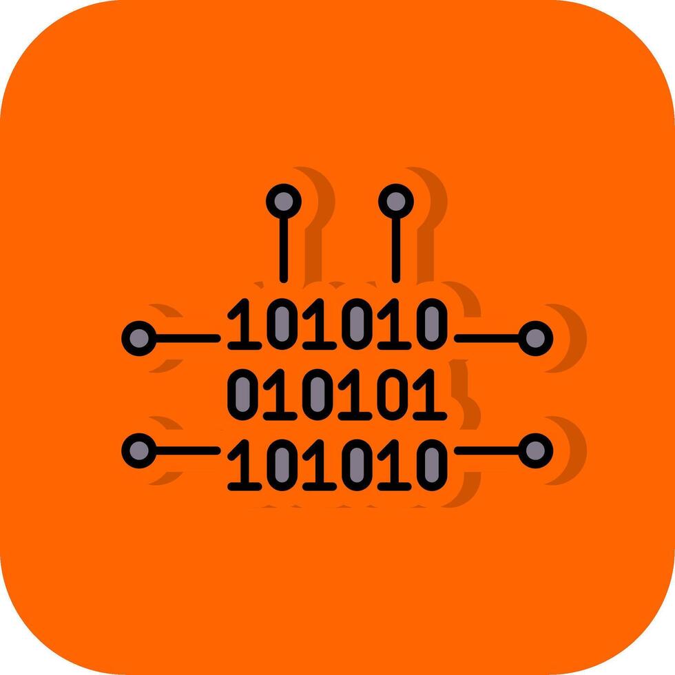 binario codice pieno arancia sfondo icona vettore