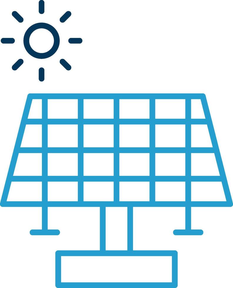 solare pannello linea blu Due colore icona vettore