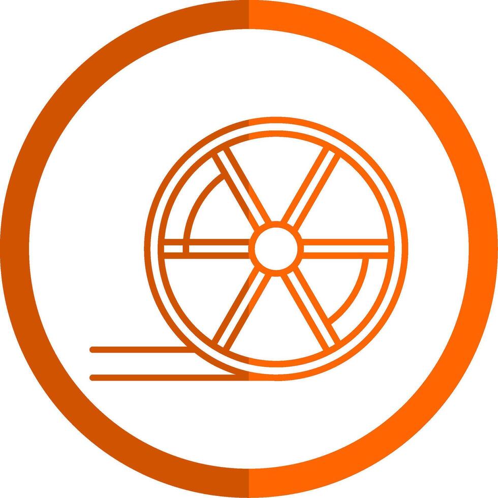ruota linea arancia cerchio icona vettore