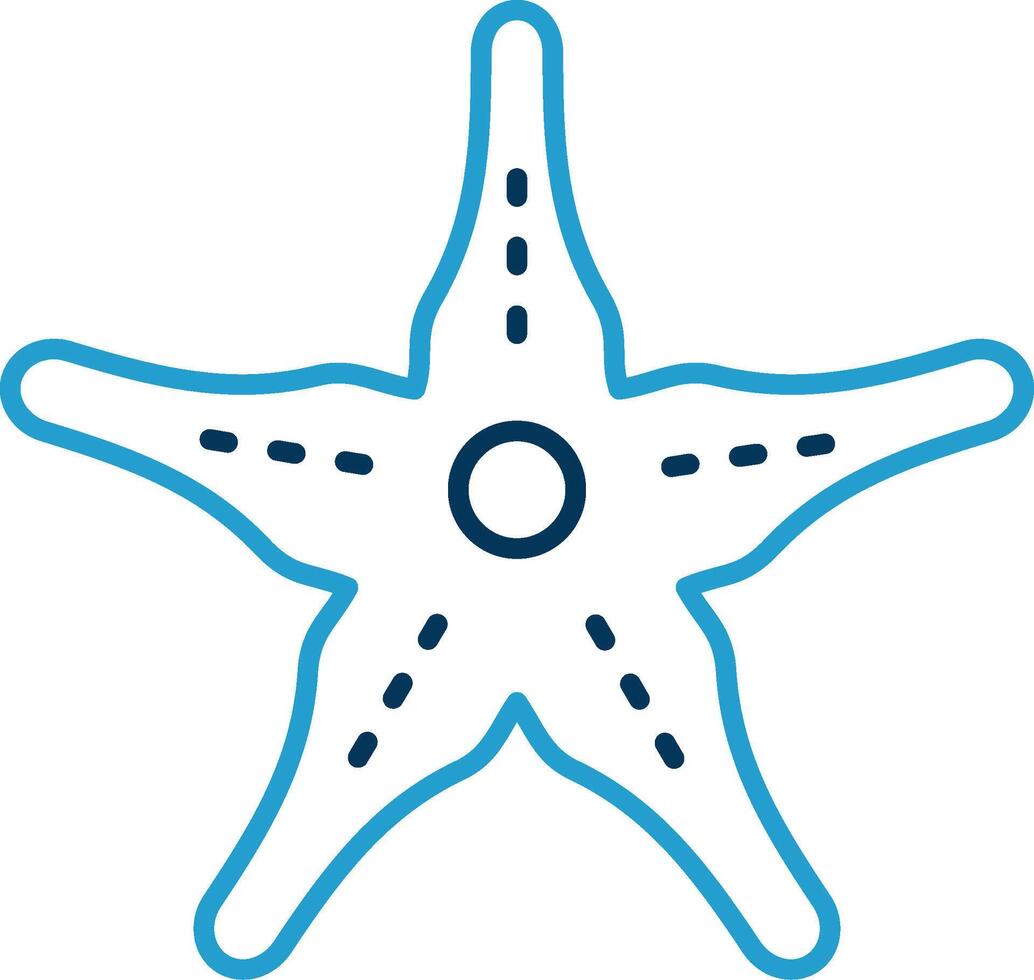 stella marina linea blu Due colore icona vettore