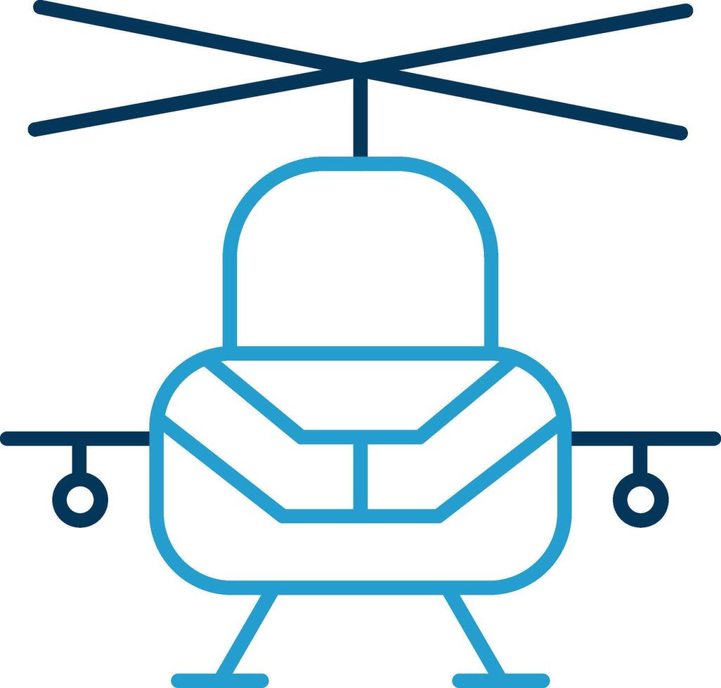 militare elicottero linea blu Due colore icona vettore