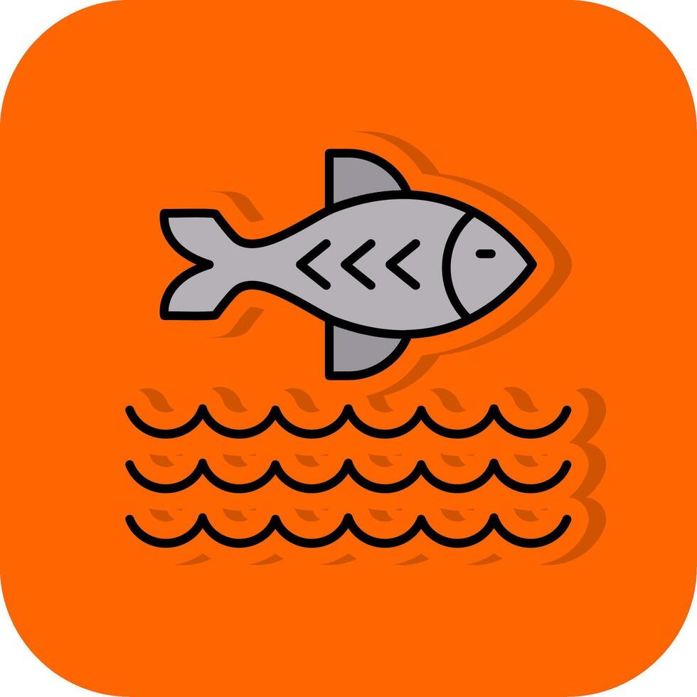 pesce pieno arancia sfondo icona vettore