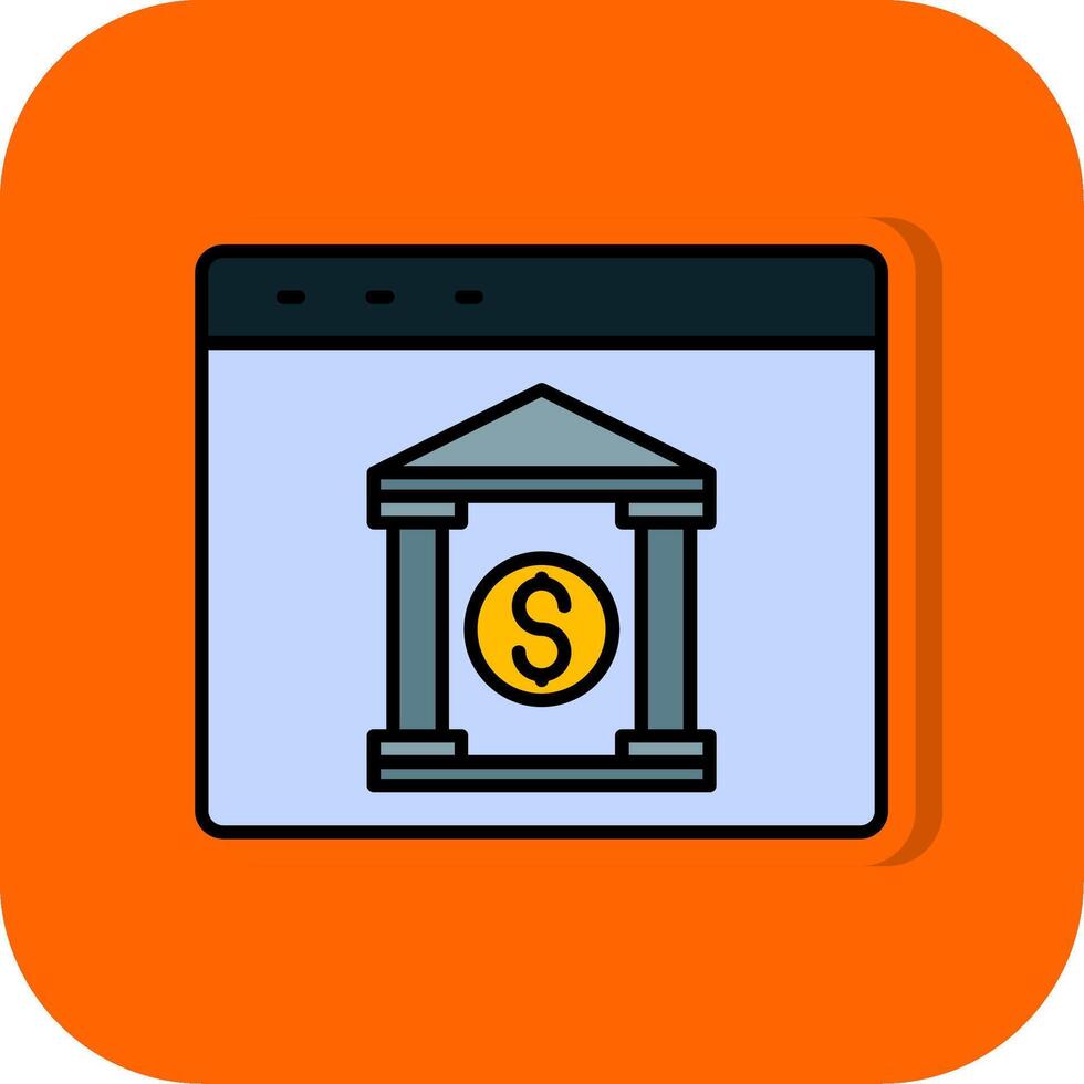 Internet bancario pieno arancia sfondo icona vettore
