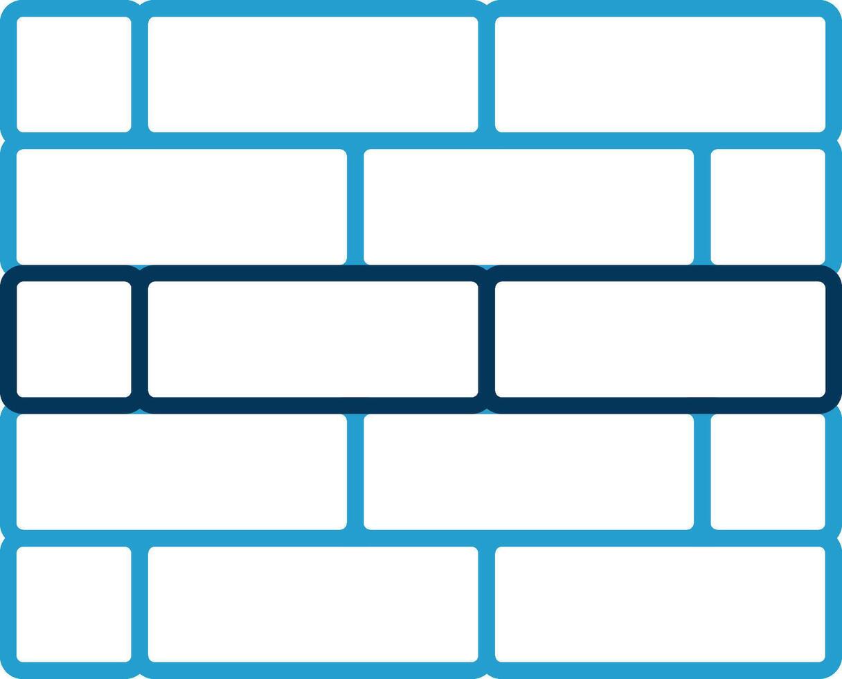 muro di mattoni linea blu Due colore icona vettore
