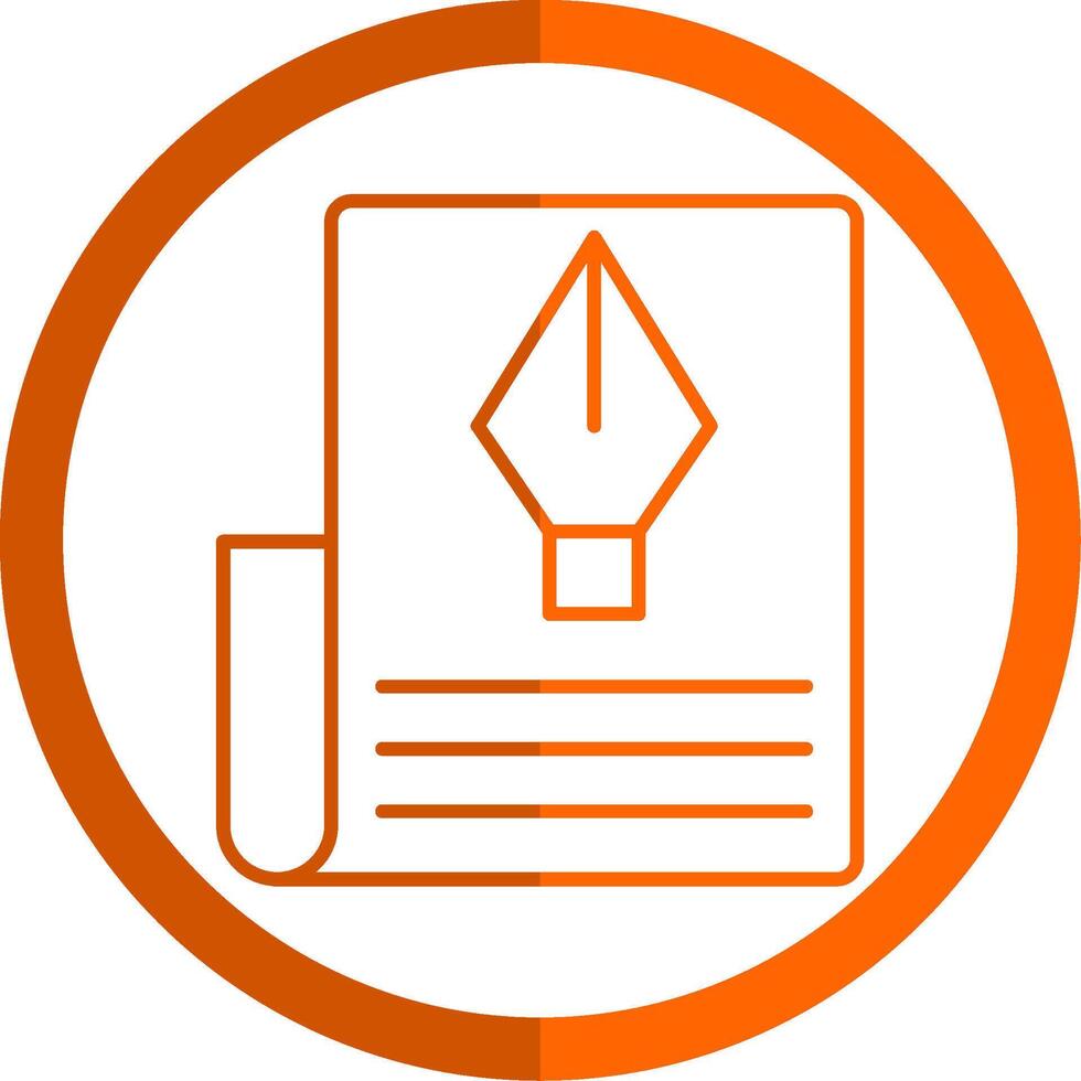 documento linea arancia cerchio icona vettore