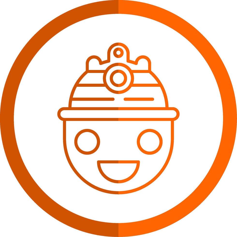 casco linea arancia cerchio icona vettore