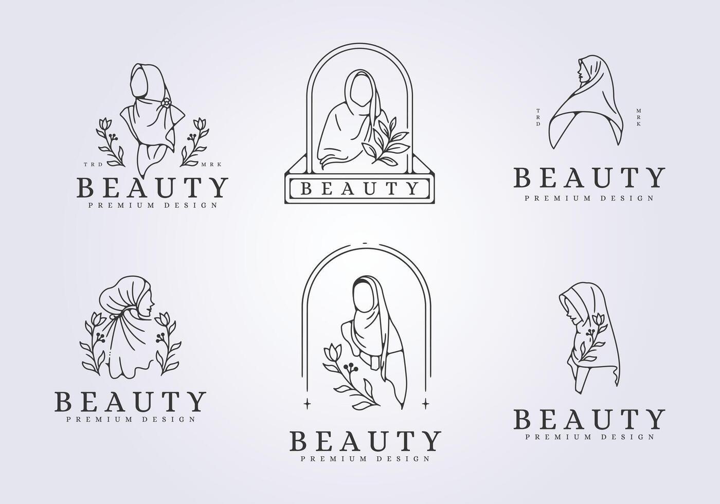 impostato di hijab logo linea arte illustrazione design vettore