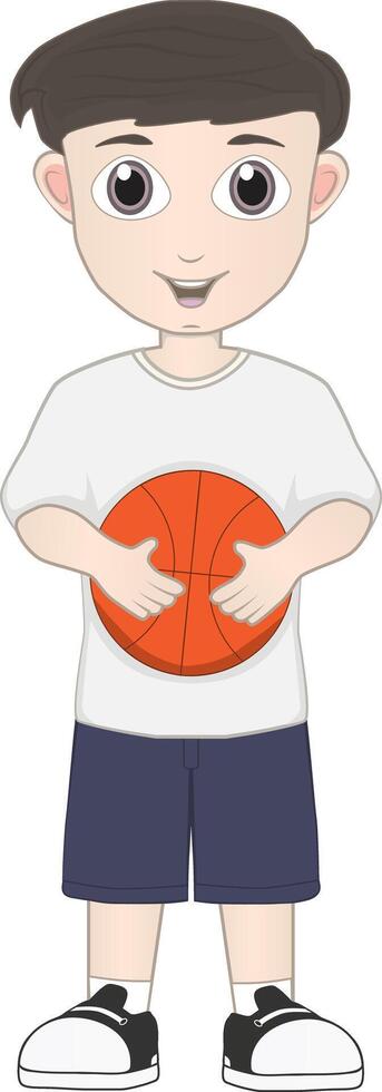 un' cartone animato ragazzo Tenere un' pallacanestro vettore