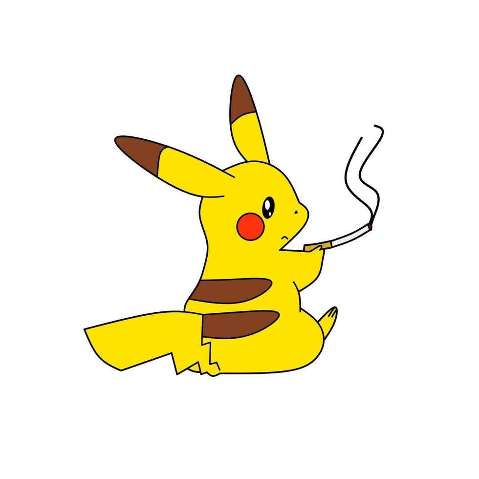 Pikachu fumare sigaretta vettore