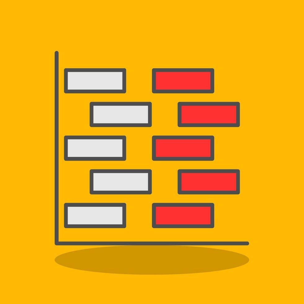 gantt grafico pieno ombra icona vettore