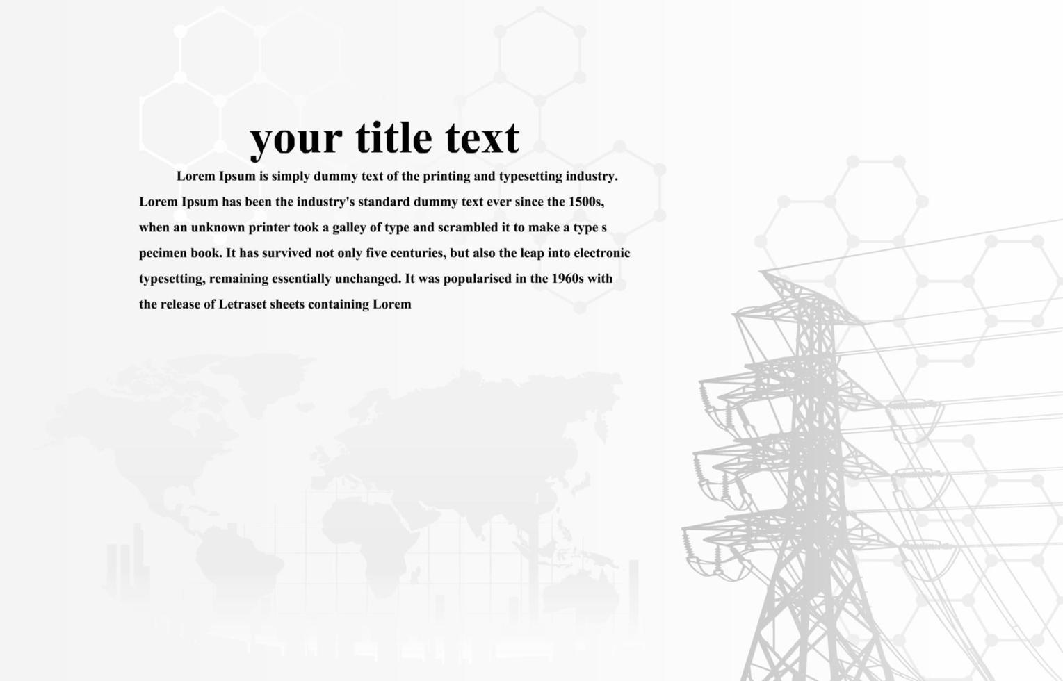 polo elettrico .sistemi di trasmissione ad alta tensione. una rete elettrica interconnessa in tutte le aree. simboli, passi vestito di pianificazione aziendale. presentazione e pubblicità. illustrazione vettoriale. vettore