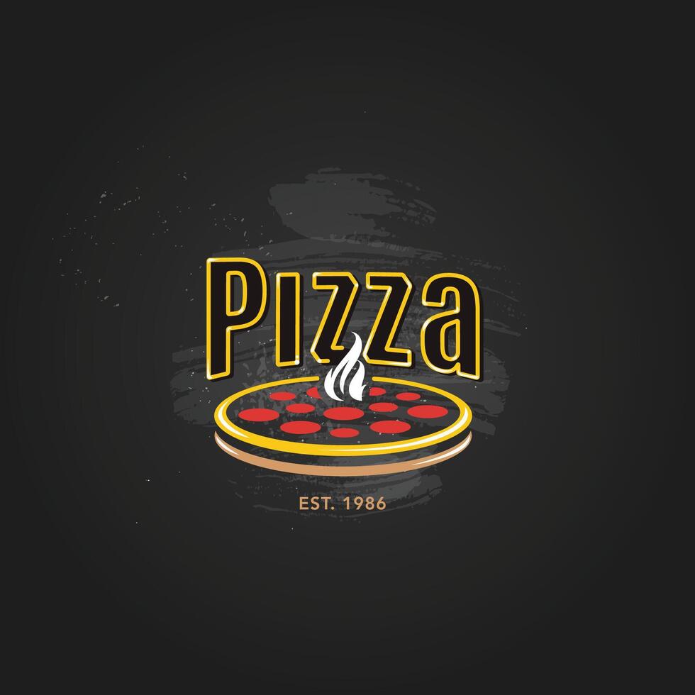 pizzeria emblema su lavagna. Pizza logo modello. emblema per bar, ristorante o cibo consegna servizio. vettore