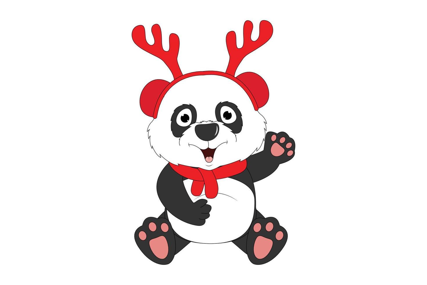 simpatico cartone animato panda a natale vettore