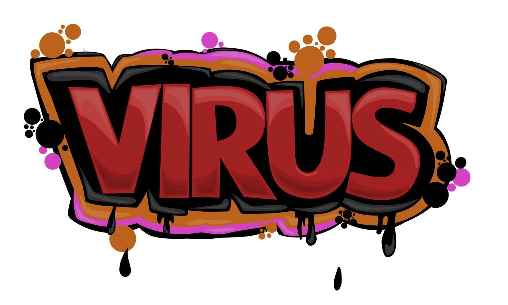 virus che scrive il disegno dei graffiti su uno sfondo bianco vettore