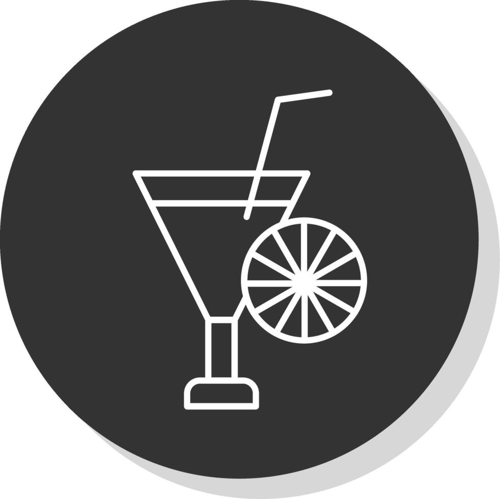 cocktail linea grigio cerchio icona vettore