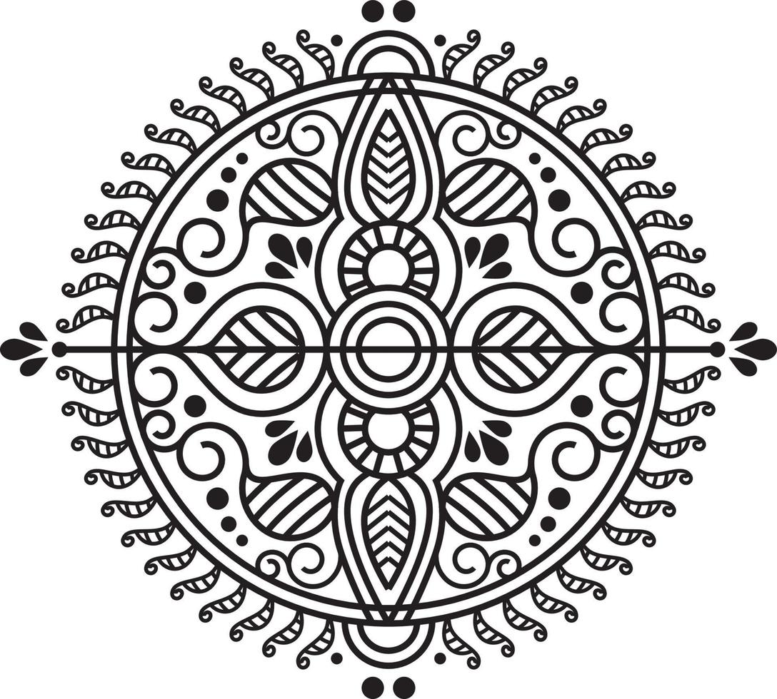 rangoli tradizionali e culturali indiani, alpona, kolam o paisley vector line art. arte bengala india. per la stampa tessile, logo, carta da parati