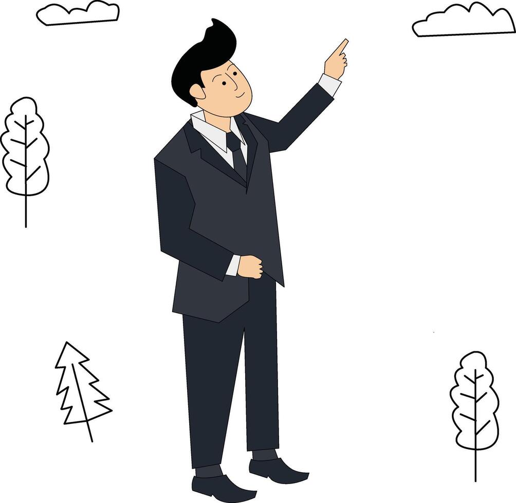 illustrazione di il gesto di un' uomo d'affari fabbricazione un' presentazione vettore