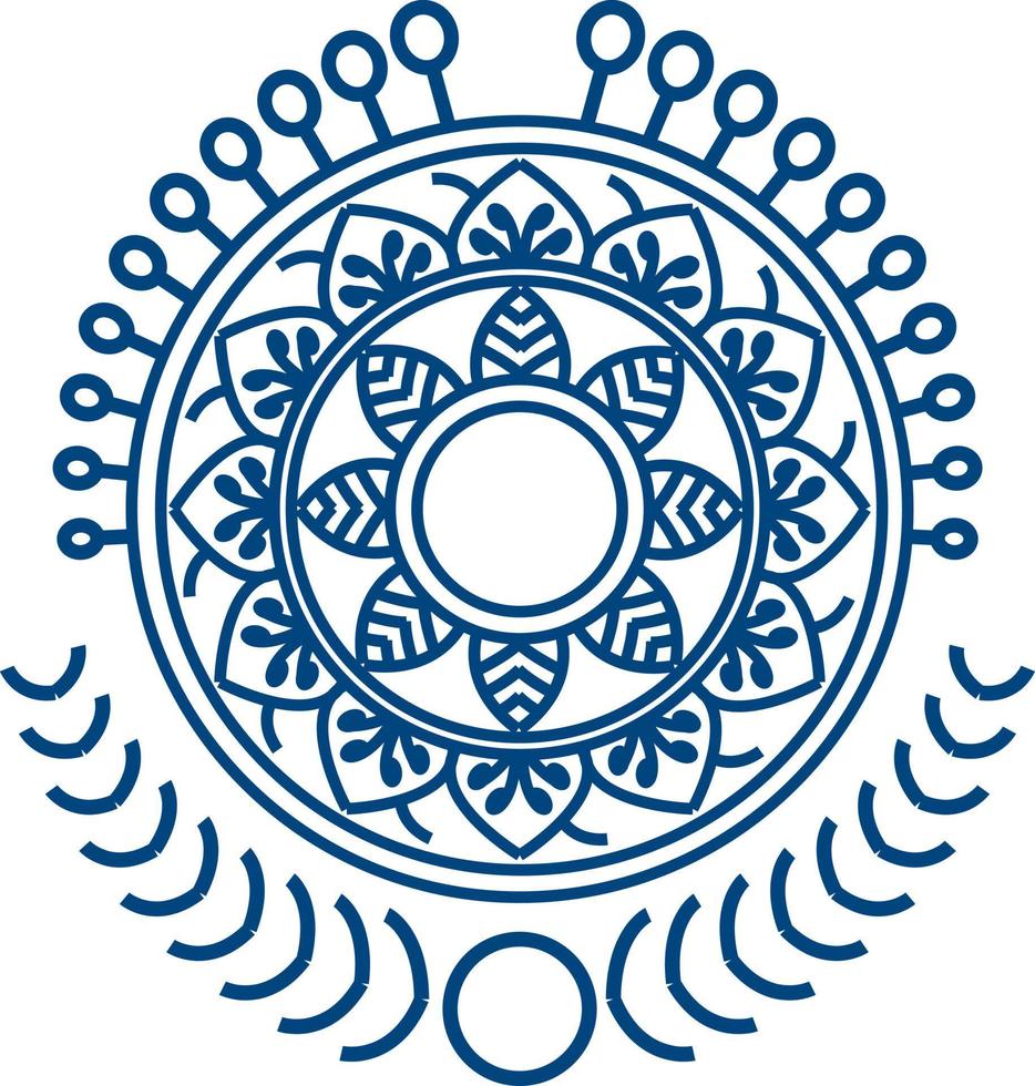 rangoli tradizionali e culturali indiani, alpona, kolam o paisley vector line art. arte bengala india. per la stampa tessile, logo, carta da parati