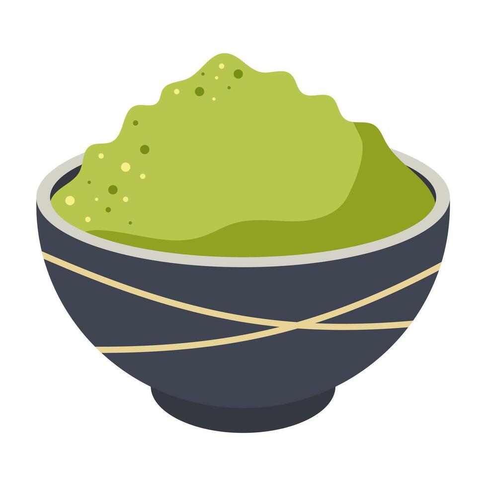 matcha polvere nel un' ciotola. illustrazione. vettore