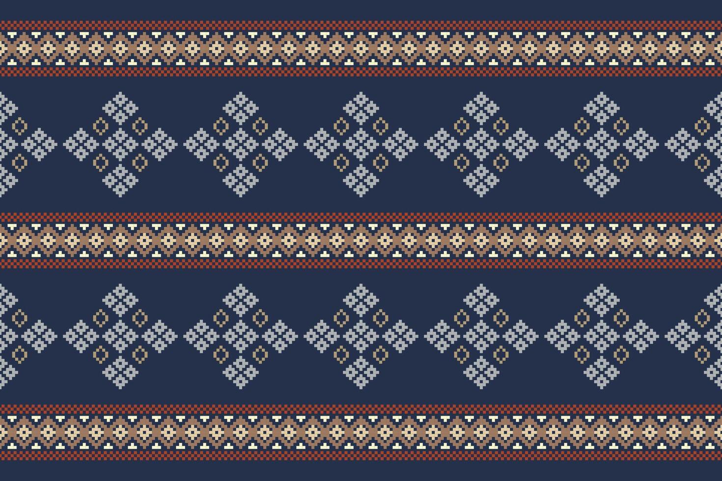 tradizionale etnico motivi ikat geometrico tessuto modello attraversare punto.ikat ricamo etnico orientale pixel Marina Militare blu sfondo. astratto, illustrazione. trama, sciarpa, decorazione, carta da parati. vettore