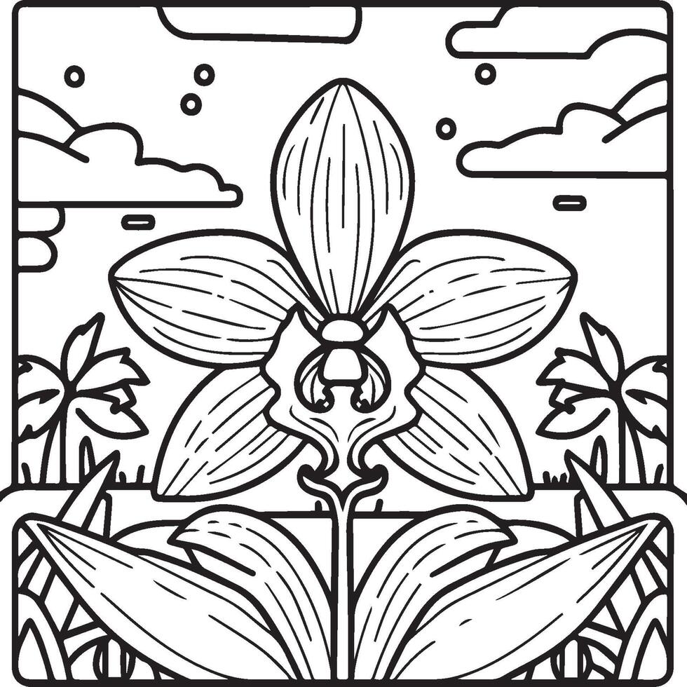 orchidea fiore colorazione pagine. orchidea fiore schema per colorazione libro vettore