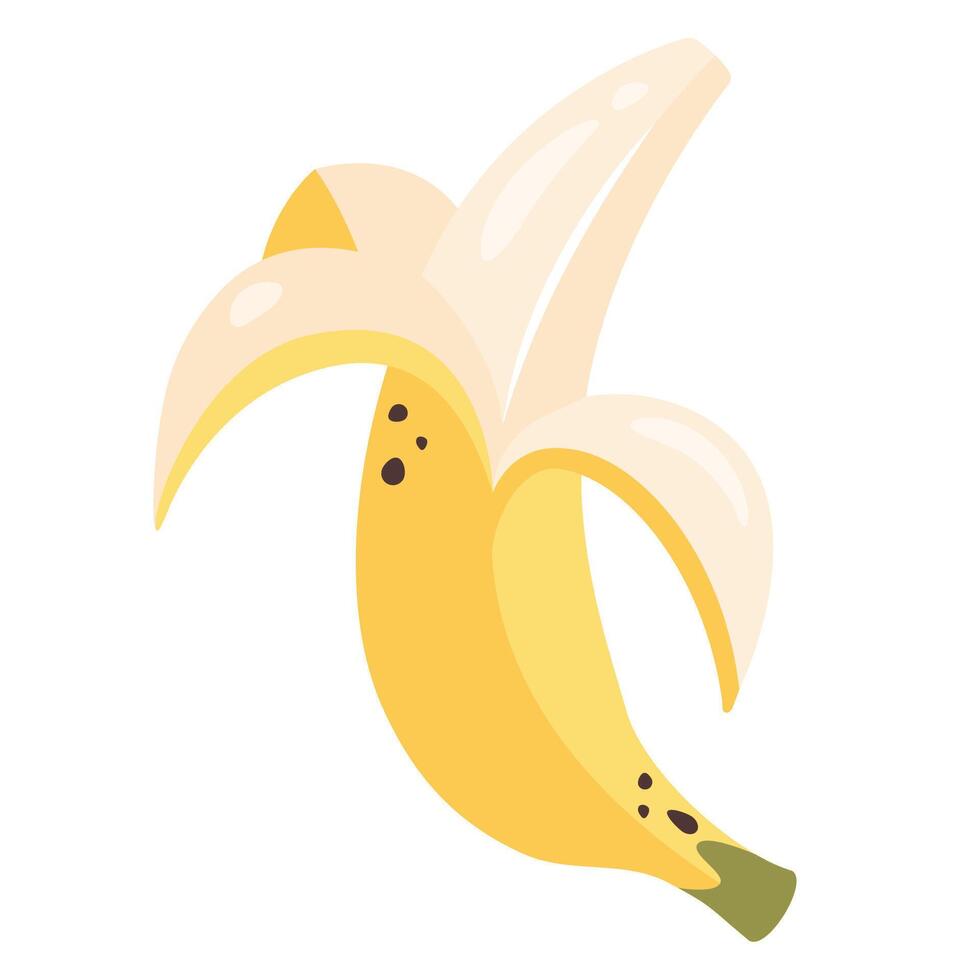 Banana isolato su bianca sfondo. dolce esotico frutta icona. totale maturo fresco Banana nel giallo sbucciare avvicinamento. salutare vegetariano biologico cibo. illustrazione vettore