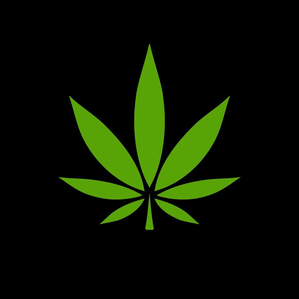 icona di cannabis. foglia di canapa verde, simbolo della ganja, segno della marijuana. modello di logo piatto semplice isolato. concept design per la medicina. emblema di vettore isolato.