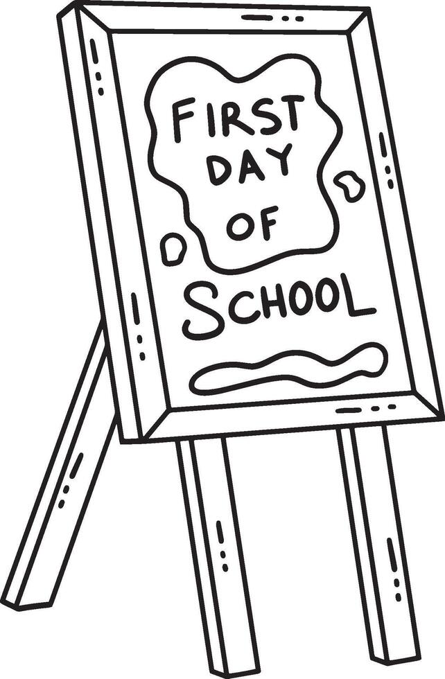 primo giorno di scuola tela isolato colorazione pagina vettore