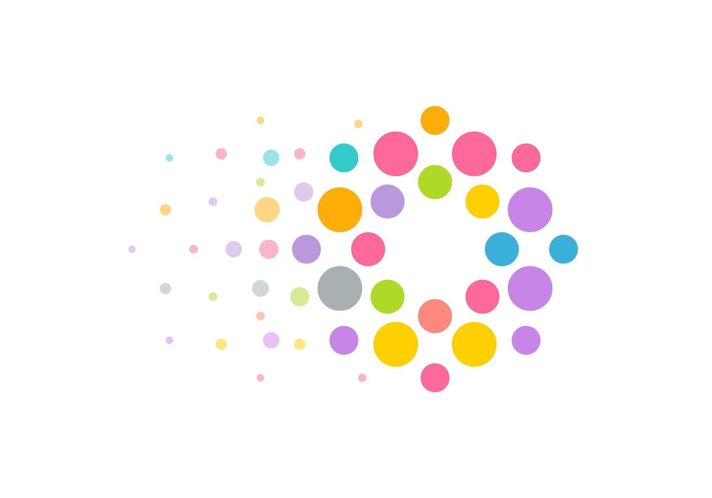 concetto di logo di cerchi colorati con effetto in avanti. logo perfetto moderno luminoso di identità di sviluppo di siti Web o seo o società di gatti a noleggio. modello di logo di vettore isolato.