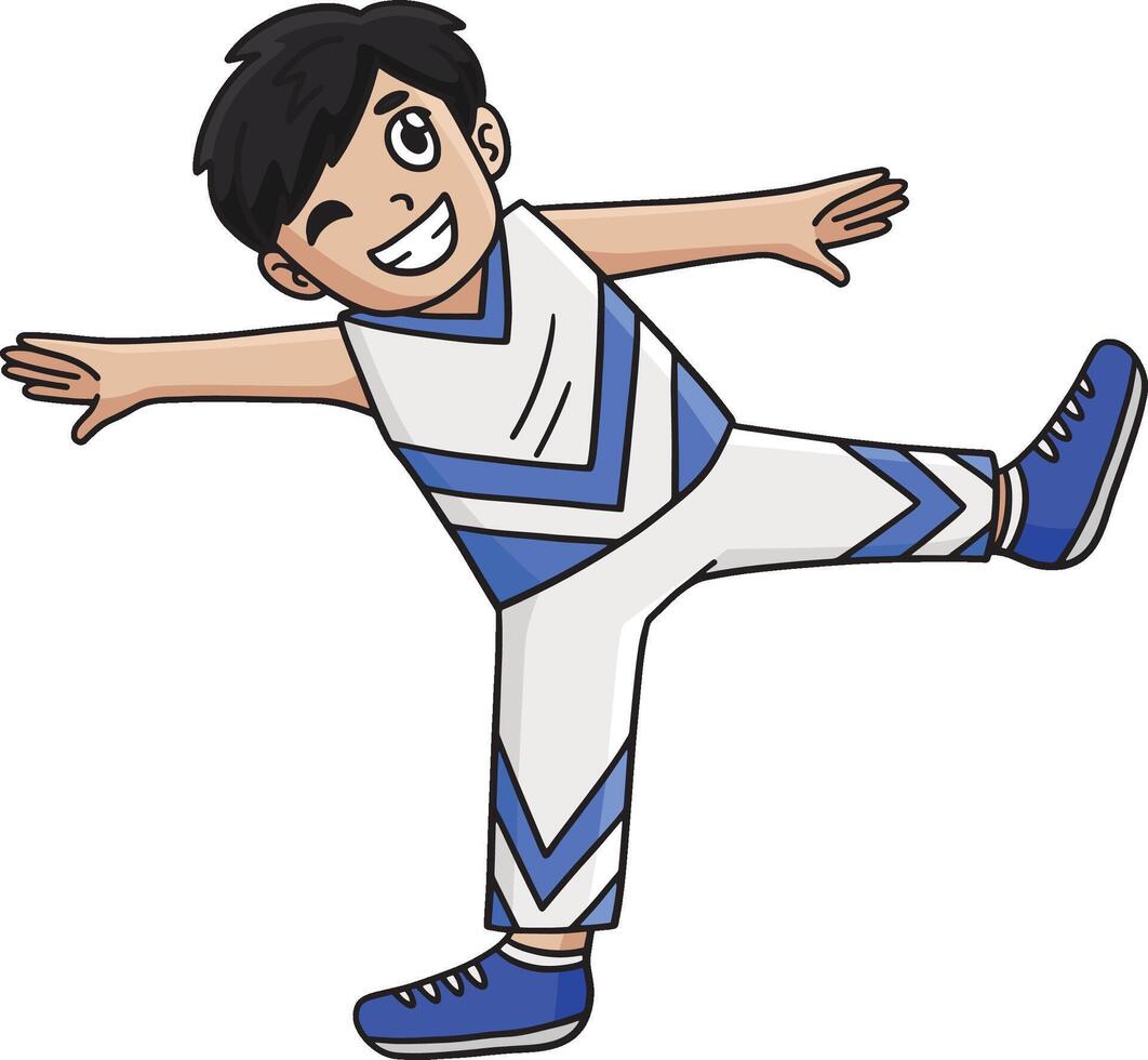 cheerleading ragazzo cheerleader allungamento clipart vettore