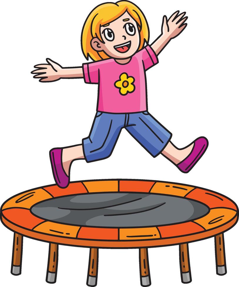 circo bambino e trampolino cartone animato clipart vettore