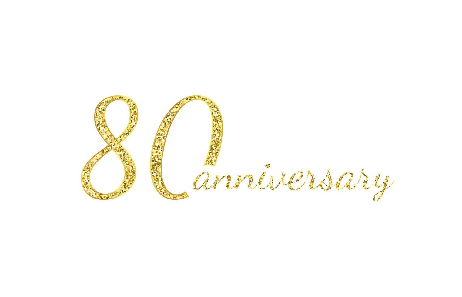 Concetto di logo dell'80° anniversario. Icona di compleanno 80 anni. numeri d'oro isolati su sfondo nero. illustrazione vettoriale. eps10. vettore