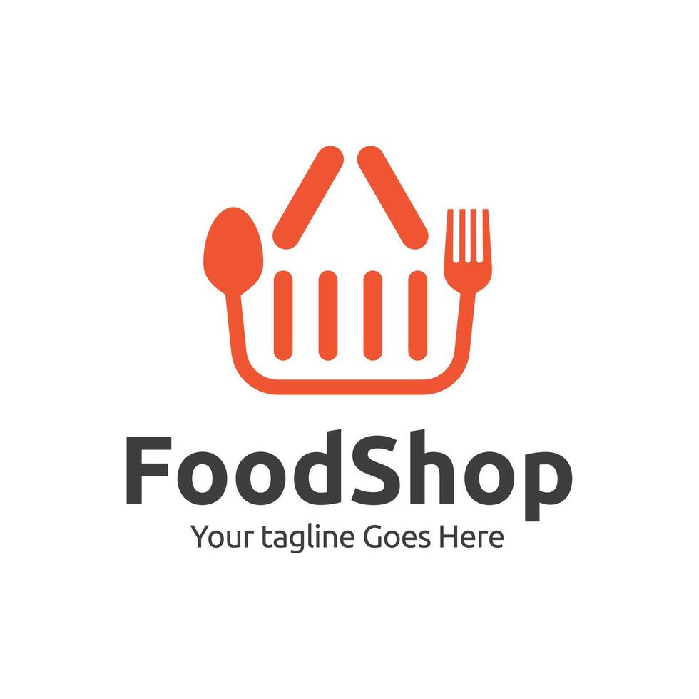 fresco cibo shopping logo design modello. logo concetto per negozio , supermercato o supercentro commerciale. vettore