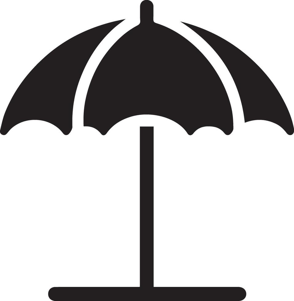 minimo all'aperto parasole icona silhouette, bianca sfondo vettore