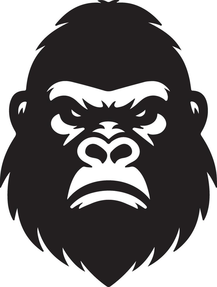 arrabbiato gorilla ululato viso logo silhouette , nero colore silhouette 23 vettore