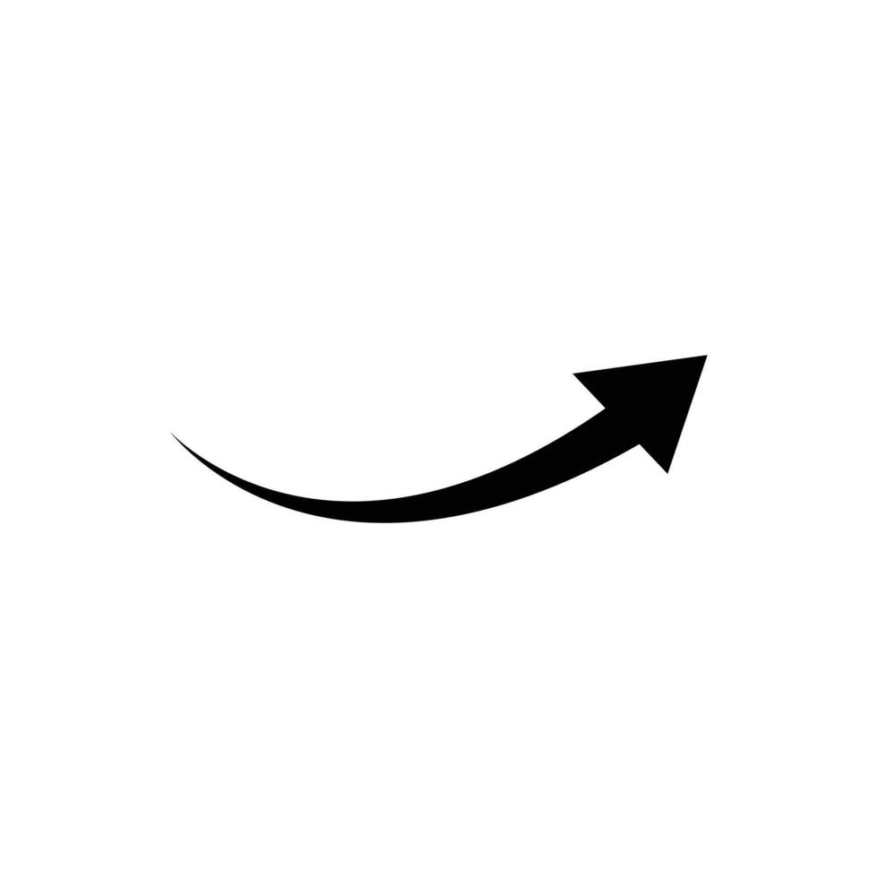 eps10 nero curvo o direzionale freccia icona isolato su bianca sfondo. indicato o pointer freccia simbolo nel un' semplice piatto di moda moderno stile per il tuo sito web disegno, logo, e mobile app. vettore