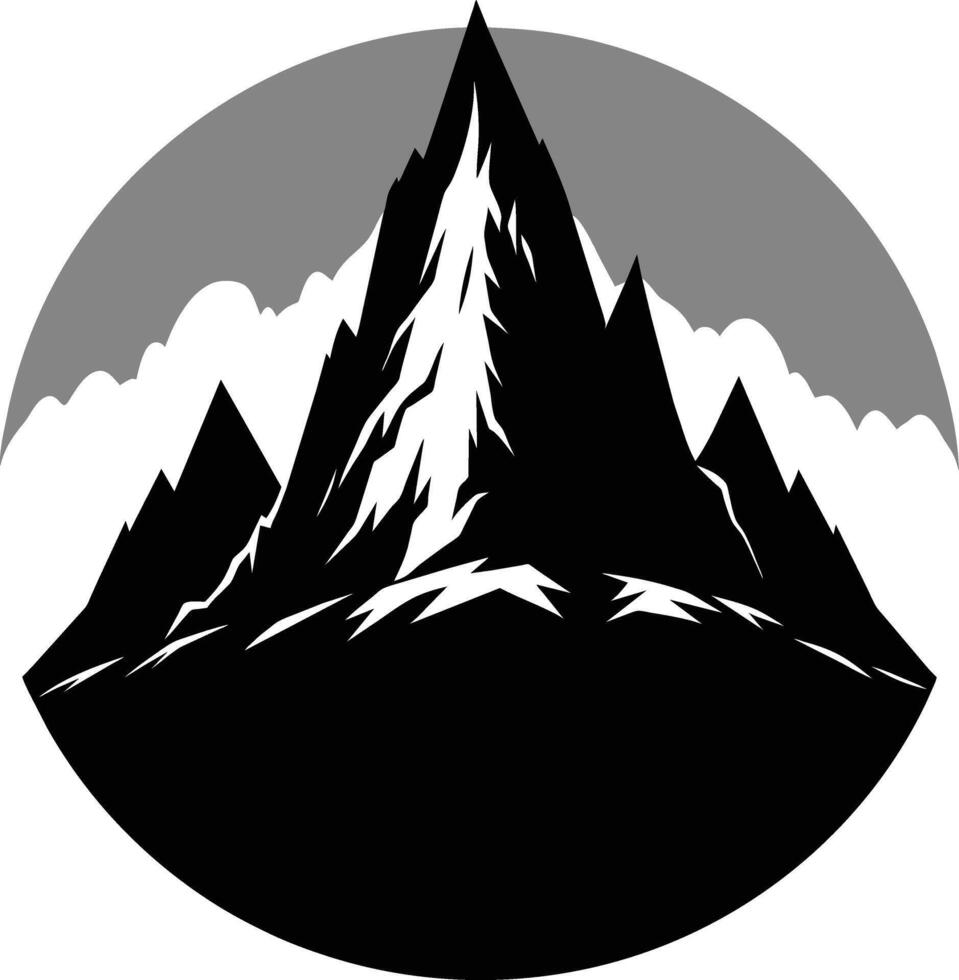 montagna silhouette nero e bianca design vettore