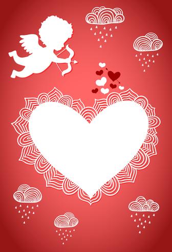 Poster o cartolina di San Valentino Cupido vettore