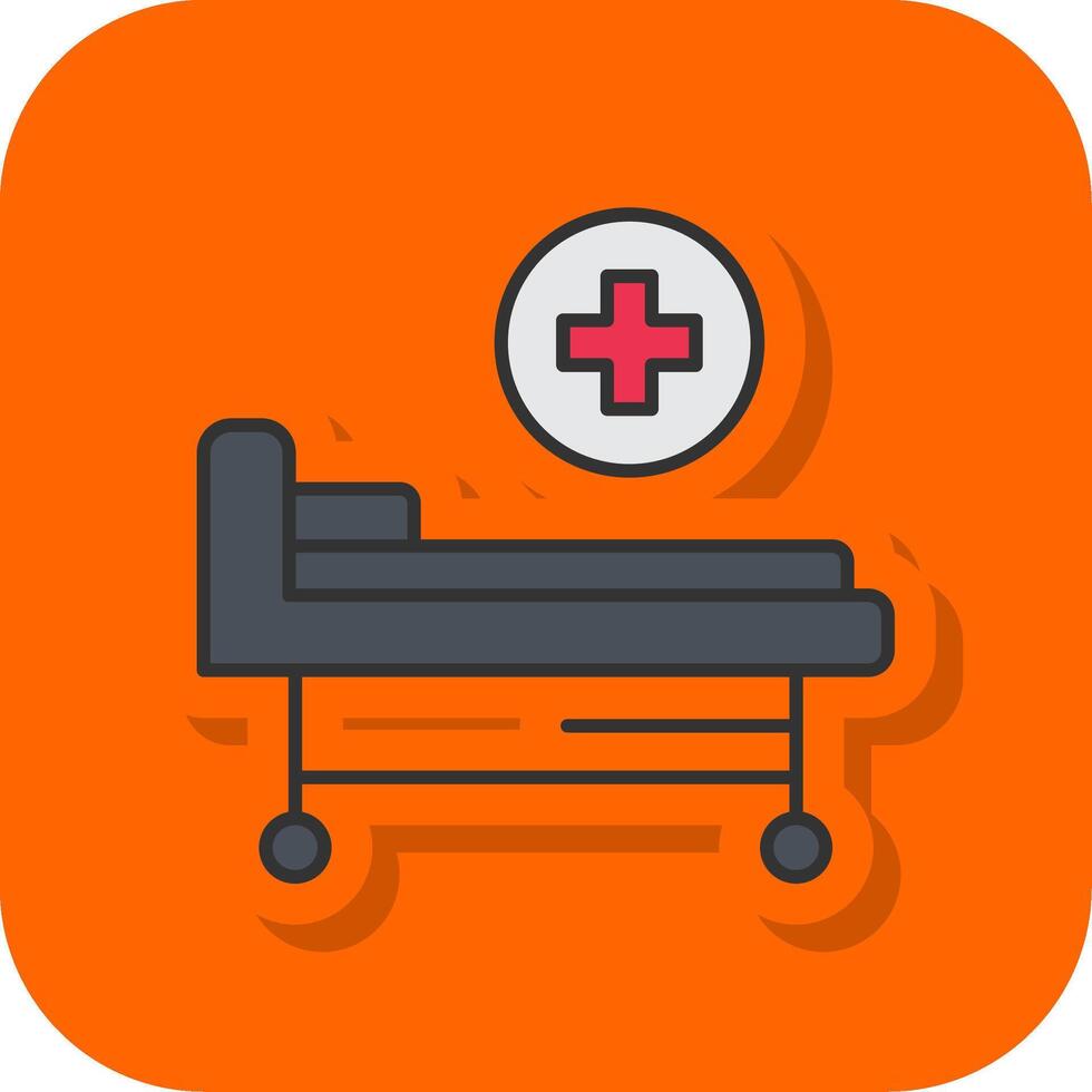 ospedale letto pieno arancia sfondo icona vettore