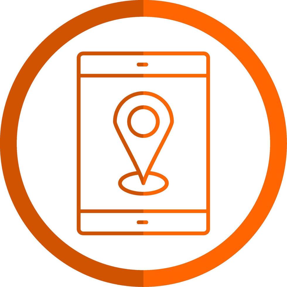 mobile GPS linea arancia cerchio icona vettore